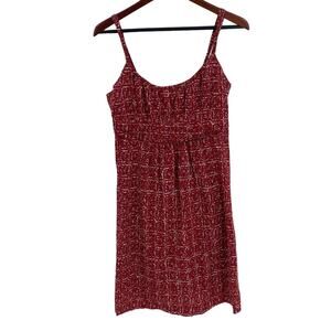 Spaghetti strap midi sun dress with empire waist 100% cottons Size 6 red orange